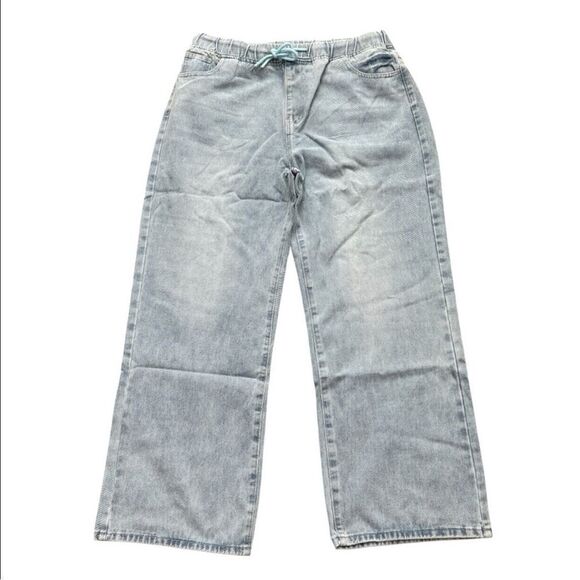 Pants - Wide Leg Drawstring Jeans Light Wash Comfort Denim Pants XL XXL